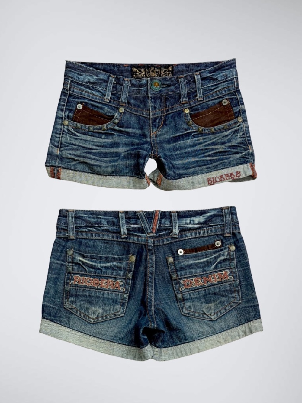 VTG Riobera Japanese Archival Low Rise Denim Shorts | Gothic Cyber McBling